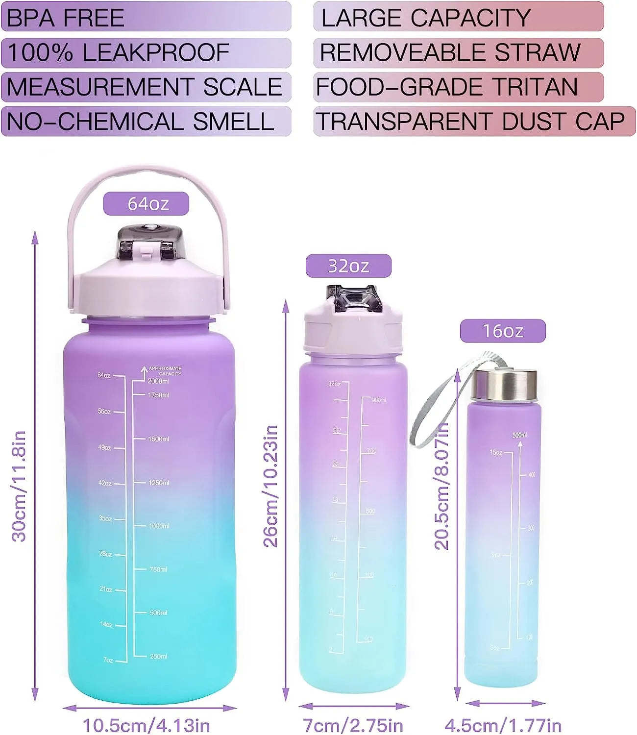 Frosted Gradient Water Bottle Set - Portable and Practical