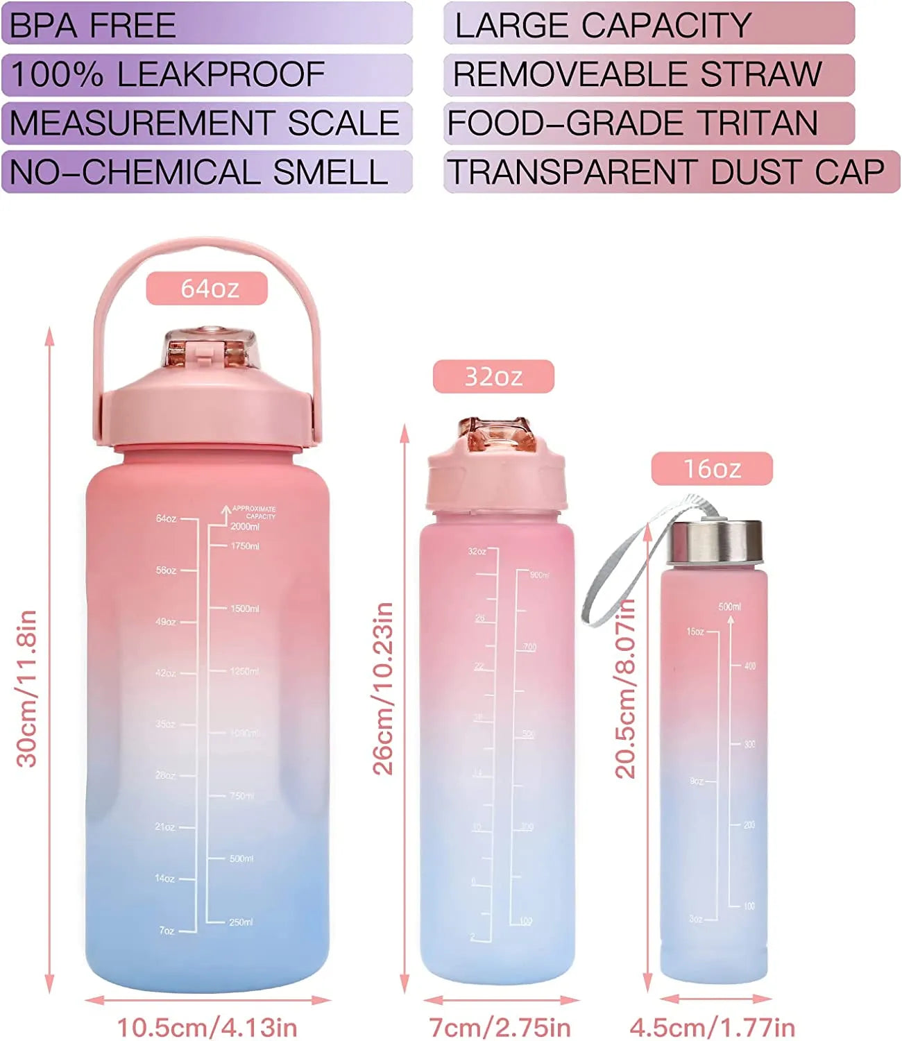 Frosted Gradient Water Bottle Set - Portable and Practical